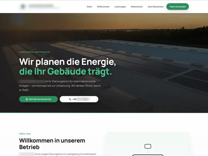 Beispiel einer Website aus dem Abo unserer Schwestermarke meischterwerk.de (anonymisiert)